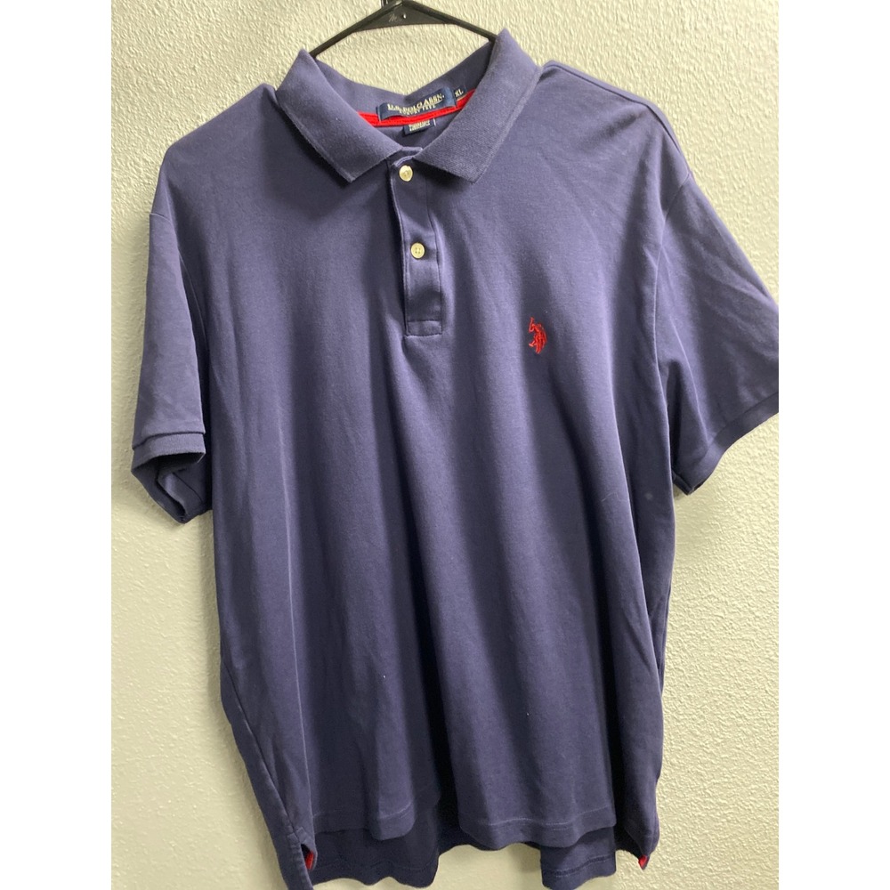 US Polo Assn Mens XL Navy Blue Luxury Feel Cotton Short Sleeve Polo Shirt Logo